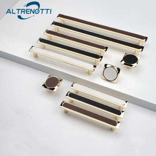 Cabinet Furniture Handle Luxury Leather Zinc Alloy Wardrobe Kitchen Door Pull Modern Closet Cupboard Drawer Metal Knob Hardware