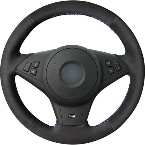 DIY Black Suede Leather Car Steering Wheel Cover for BMW E60 M5 2005-2008 E63 E64 Cabrio M6 2005-2010