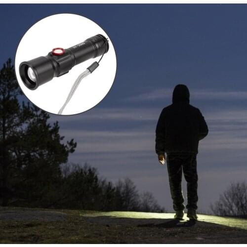 New LED Flashlight Torch Lamp Adjustable Focus Zoom 3 Modes USB Flashlight Waterproof For Outdoor For Camping