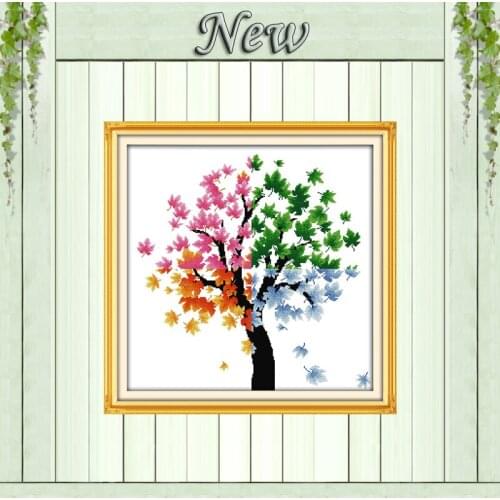 The four seasons of life small painting counted print on canvas DMC 14CT 11CT Chinese Cross Stitch Needlework Set Embroider kits