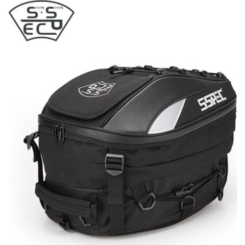 SSPEC 37L Motorcycle Tail Bag Waterproof Motorcycle Rear Bag Large Capacity Motorcycle Back Seat Backpack With Rain Cover