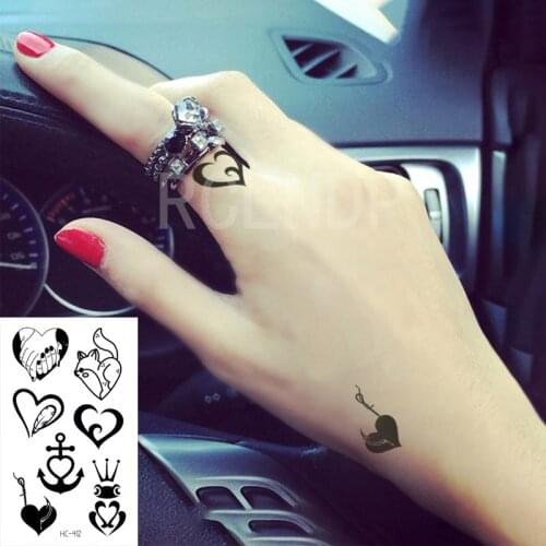 Waterproof Temporary Tattoo Sticker Love Heart Shape Crown Squirrel Feather Anchor Flash Tatoo Fake Tatto Art for Women Men