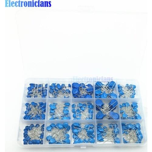 300pcs 15 Value 1KV/2KV/3KV 0.1nF to 22nF High Voltage Ceramic Capacitors Assortment Assorted Kit with Storage Box
