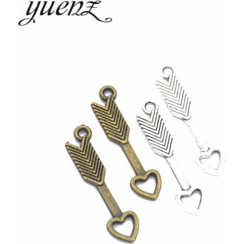YuenZ 25 pcs Charms Heart-shaped arrow 30*7mm Antique Silver Plated Pendants Making DIY Handmade Tibetan Silver Jewelry M17