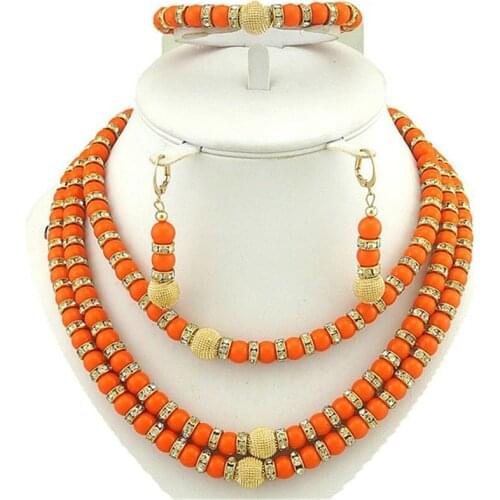 African bead jewelry set 24k gold fine jewelry sets women necklace wholesale costume jewelry set bead necklace