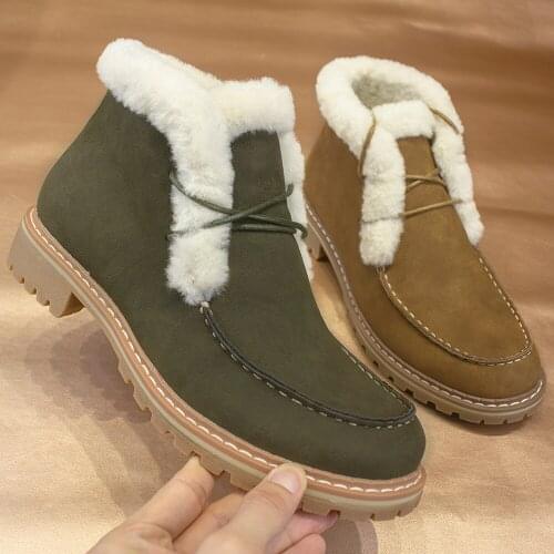 2020 New Winter Women Shoes Warm Women Boots Big Size Lace-Up Waterproof Ankle Boots Flats Snow Boots