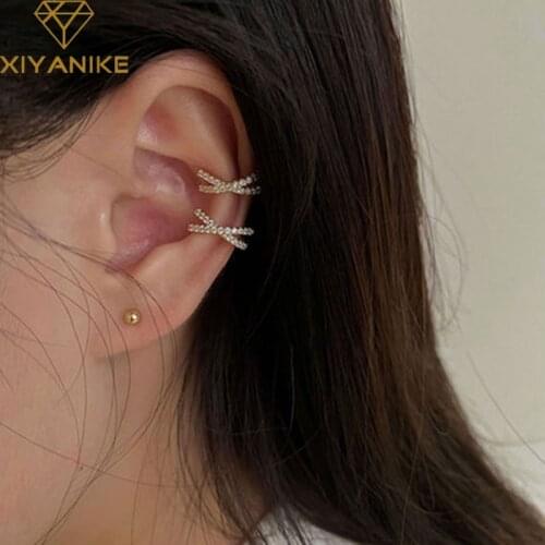 XIYANIKE 2021 Hot Selling 925 Sterling Silver Cross Micro-inlaid Zircon Earring Women Simple High Quality Jewelry Kлипсы Hа Yши