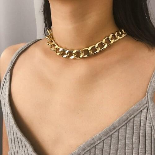 Punk Chunky Heavy Thick Chain Choker Necklace for Women Vintage Statement Geometric Chocker Collar Fashion Party Jewelry XR2093