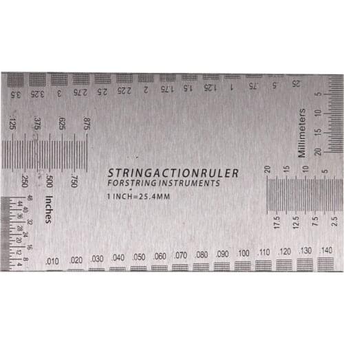 1 Pcs Metal Durable Acoustic Electric Guitar String Action Ruler Gauge Tool in/mm for Guitar Bass Mandolin Banjo Measuring Tools