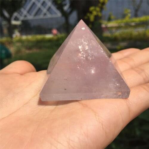 1pcs drop shipping natural rose quartz pink crystal pyramid reiki healing crystals help with meditation high energy for sale