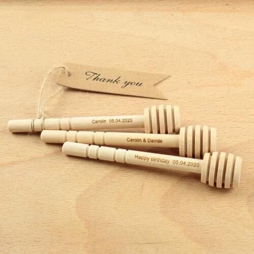 10pcs Personalized wedding Honey Stick Engraved Wooden Honey Dipper wedding souvenirs wedding gifts kids birthday party supplies