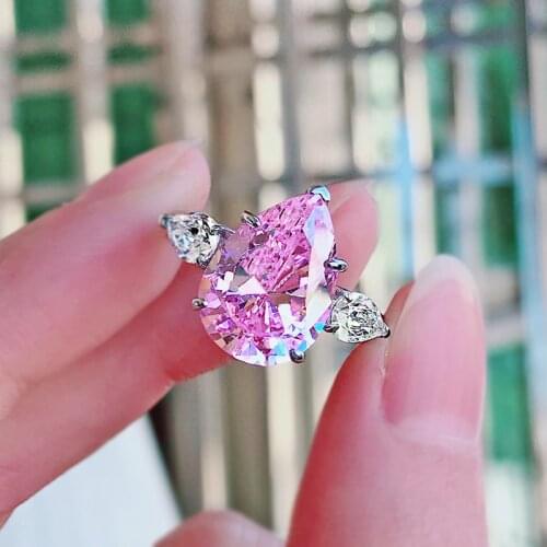 100% 925 Sterling Silver 10*14MM Flower Fire Drop Pear Shaped Engagement Ring, Wholesale Jewelry Gifts For Women