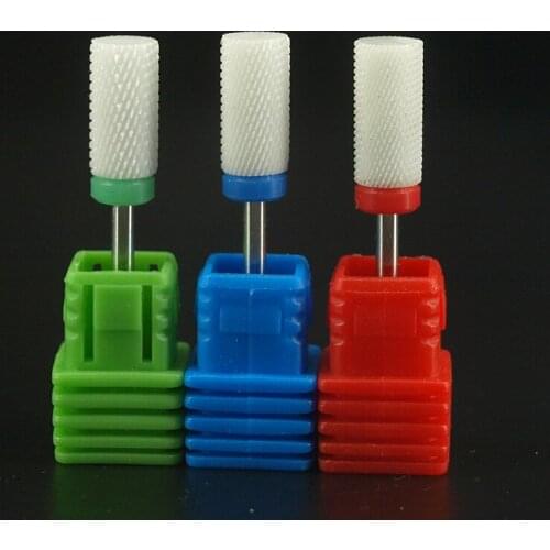 3pcs 3/32" Flat Top C,M,F Bit nail art salon tools electric drill Ceramic nail file drill bit for nail manicure machine