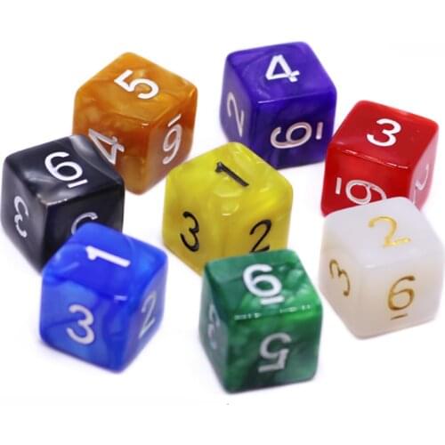 8 PCS/Lot Square Corner Dice Set Colorful Opaque Acrylic 6 Sided Dice For Club/Party/Family Games