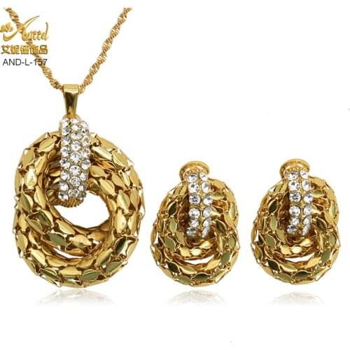 Wedding Luxury Gold Earrings Jewelry For Women 2021 Jwellery Sets African Bridal Necklace Woman Costume Jewellery With Crystal