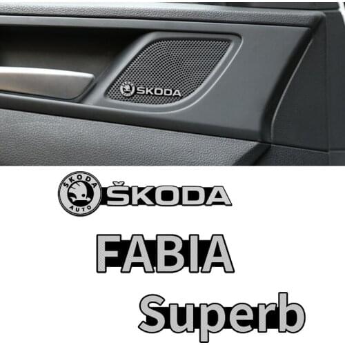 4pcs Car Stereo Emblem Sticker for Skoda Kodiak Yeti Karoq Superb Kamiq Octavia RS Auto Audio Video Sound Decal Auto Accessories