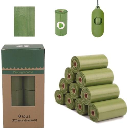 Compostable Dog Poop Bags Cornstarch Earth Friendly 120pcs 8 rolls/box Biodegradable Pet Dog Cat Waste Bags Thicken Garbage Bag