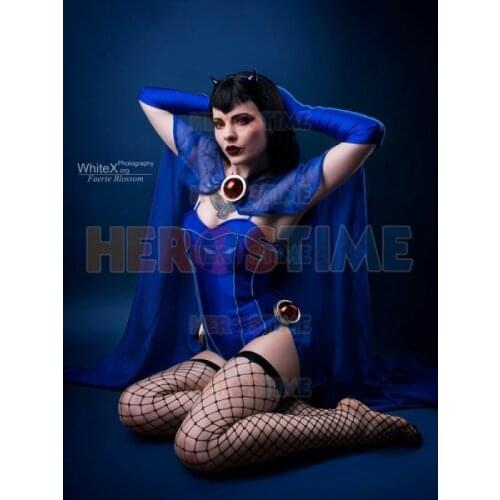 Bombshell Raven Cosplay Costume Outfit Blue Spandex Girl Rachel Roth Halloween Bodysuit Girl Women Lady Catsuit