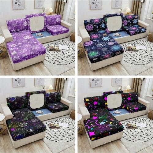 Star Snowflake Sofa Seat Cover Removable Sofa Seat Cushion Cover For Living Room Corner Sofa Elastic Slipcover Protector