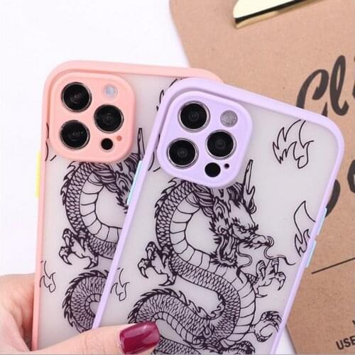 10pcs Fashion Dragon Animal Pattern Phone Case For iPhone 12 11 Pro XS MAX X 7 XR SE20 8 6Plus Hard Transparent Cover Matte Bag