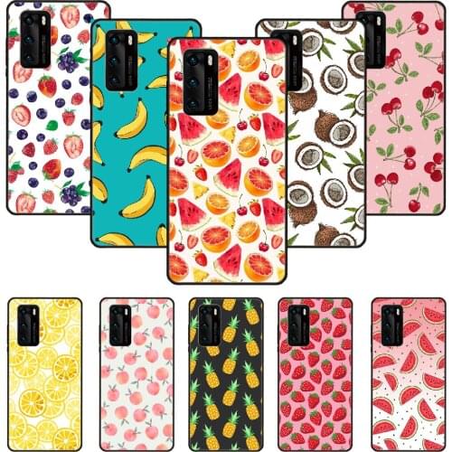 Phone Case For Huawei P20 P30 P40 P Smart Z + P10 Mate 30 10 20 Lite Pro Black Cover Etui Luxury Funda Fashion Fruit Food Fresh