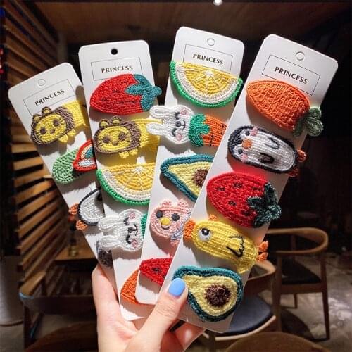 Childrens Hairpin Knitted Wool Hairpin Female Cartoon Animal BB Clip Sweet And Cute Three-Dimensional Side Clip Headdress