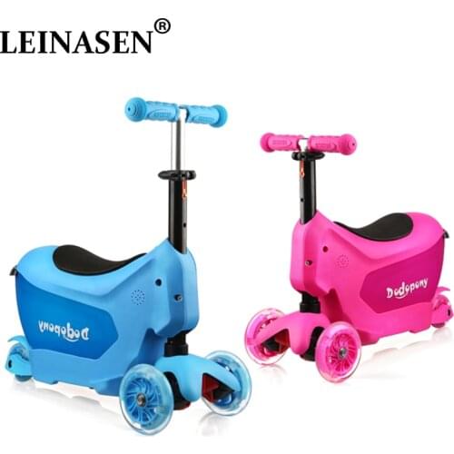 Kids luggage toy box Can sit ride scooter rolling suitcase Three-wheeled skateboard box car luggage for 1-6 years old kids