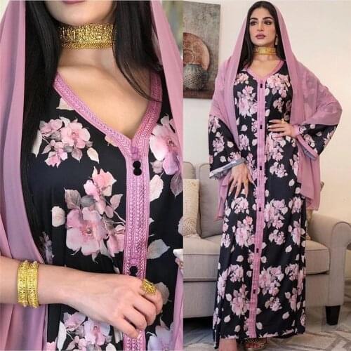 Dubai Abaya Women Muslim Maxi Dress Eid Ramadan Kaftan Turkey Caftan Islamic Clothing Vestidos Jalabiya Party Gown Arabic Robe