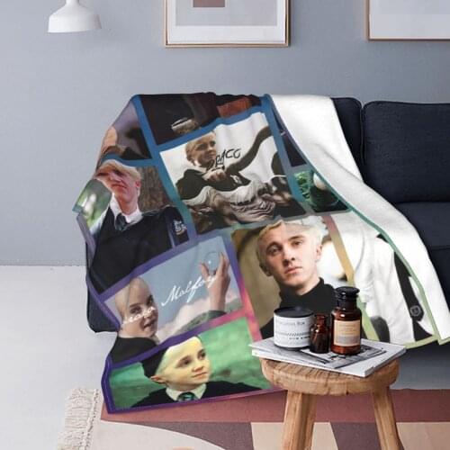 Draco Malfoy Blanket Flannel Spring/Autumn Tom Felton Actor Wizard Breathable Warm Throw Blanket for Home Outdoor Plush Thin
