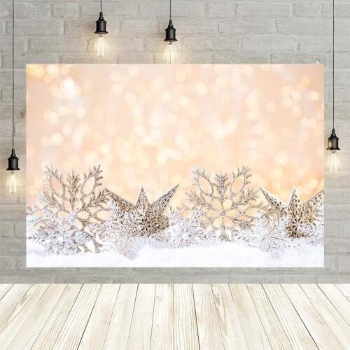 Avezano Winter Christmas Photography Background Gold Snowflake Glitter Bokeh Baby Portrait Backdrop Photo Studio Decor Photocall