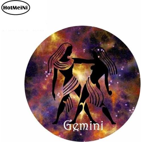 HotMeiNi 13cm x 13cm for Gemini Zodiac Sign Car Stickers Vinyl Sunscreen RV VAN JDM Car Accessories Graphics Anime Sign