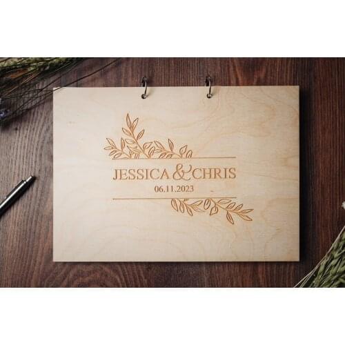 Personalised Guest Book,Engraved Wooden Guestbook,Floral Wedding Guest Book,Modern Wooden Wedding Guest Book,Modern Guest Book
