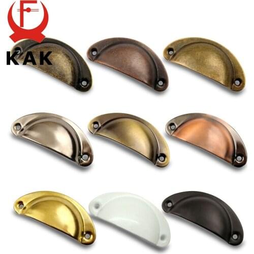 KAK 10pcs Retro Metal Kitchen Drawer Cabinet Door Handle And Furniture Knobs Handware Cupboard Antique Brass Shell Pull Handles