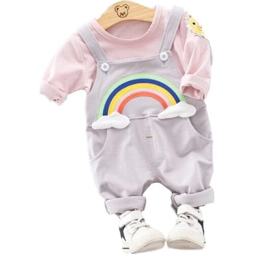Toddler Kids Boy Clothes Summer Children Clothes Set Shirt+Rainbow Overall 2PCS Baby Boy Outfit Gentleman Party Baby Costum Suit