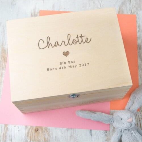 Personalize text name Christening Baptism baby wood Memories bespoken Box Keepsake gift Boxes birthday storage containers