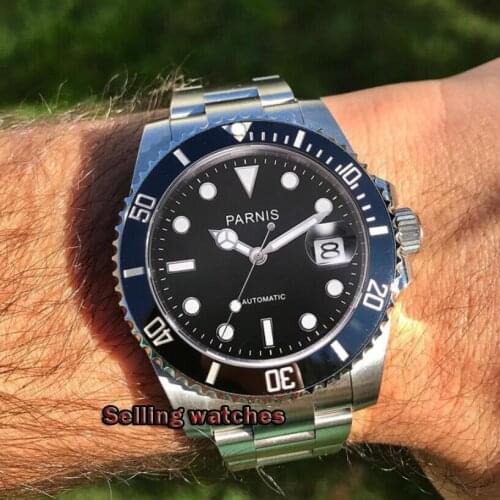 Fashion Parnis 40mm Automatic Mechanical Men Watch Mens Watches Steel mekanik erkek kol saati reloj automatico Man