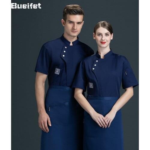 Men Women Catering Clothes Kitchen Food Service Bakery Hotel Breathable Work Overalls Short Sleeve Chef Jacket Cook Coat