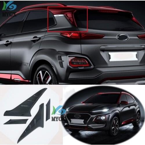 For Hyundai Kona 2017 2018 2019 2020 SUV Carbon Fiber Rear Window Spoiler Cover Trim Triangle Garnish Molding Car Accessories
