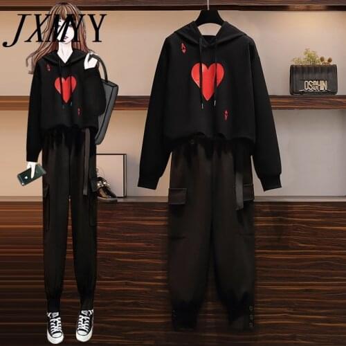 JXMYY Plus Size Womens 2021 Spring And Autumn New Casual Loose Sweater Fashion All-Match Trousers Suit