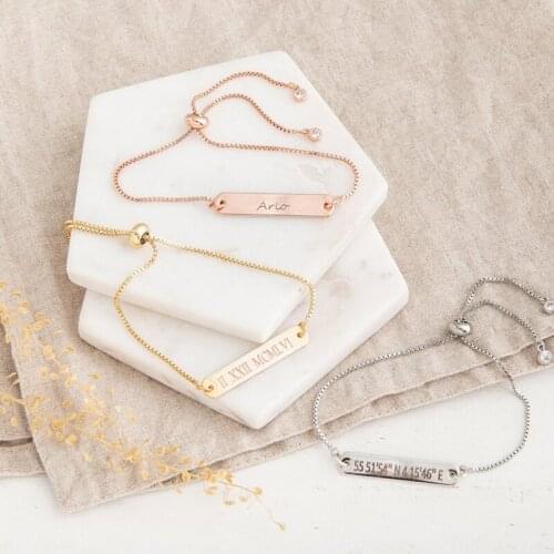 Personalized custom name bracelet stainless steel digital bracelet adjustable round bead bracelet mens and womens jewelry