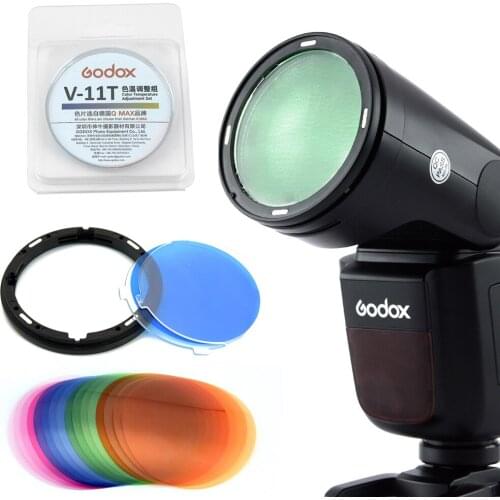 Godox AK-R16 Magnetic Mount Diffuser Plate with V-11T V11T Color Effect Gel Set for Godox V1 Series Flash Light Speedlite