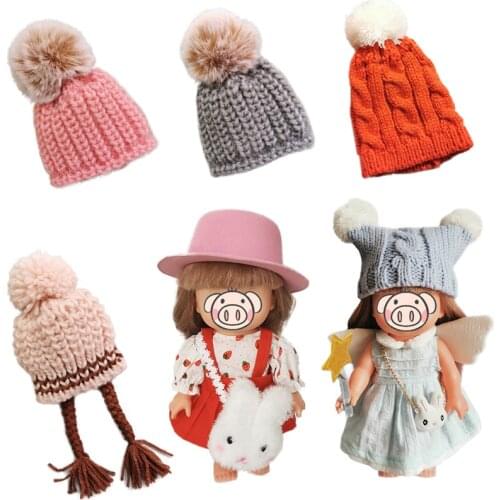 1pcs Doll-Hat Small Knitting Hat for 25cm Mellchan Dolls Woolly Hat Toy Doll Accessories Children Gift