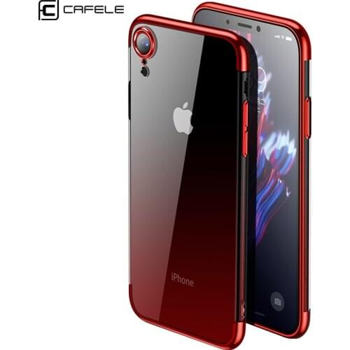 CAFELE Soft TPU Silicone Case for iPhone XR Cover Gradient Plating Transparent Back Case For iPhone XrLuxury Aurora Phone Cases