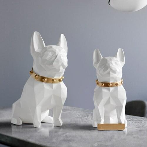 NORDIC BULLDOG ART SCULPTURE DOG STATUE RESIN CRAFTS HOME DECORATION OBJECTS ORNAMENT ANIMAL FIGURINE DECOR WEDDING GIFT WR12