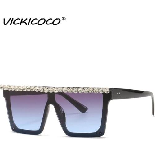Oversized Diamond Sunglasses Woman 2020 Black Fashion Square Glasses Rhinestone Sunglasses Vintage Retro Glasses Unisex UV400