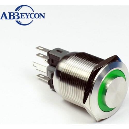 TY 2225Z 22mm stainless steel IP67 waterproof pushbutton latching high flush led illuminated 12V switch
