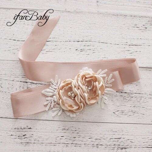Women Belt,Girl flower Sash Belt Beige/ivory Wedding Sashes belt