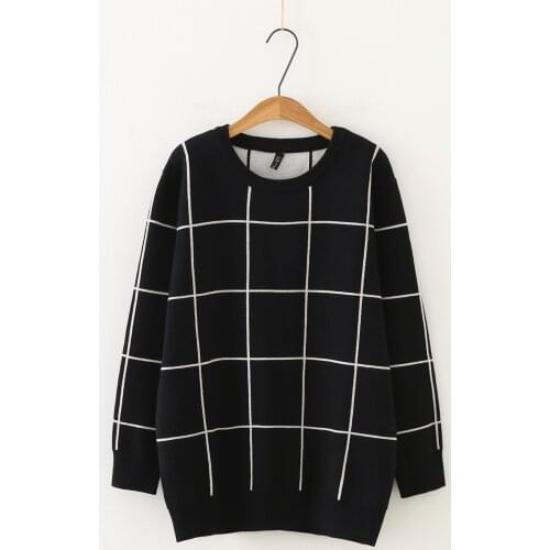 Plus size sweater for Woman Autumn and Winter Suitable For Fatlady Wear Plaid Sweater Cotton Pullover Sweater Of High Quality