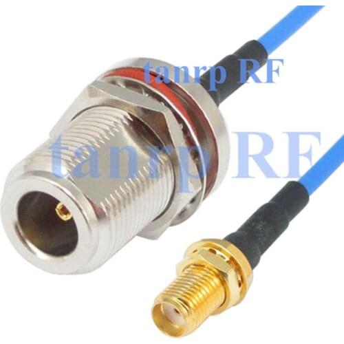 15CM coaxial Sexi Flexible blue jumper cable RG405 6in SMA female jack to N female with nut bulkhead RF 3G 4G router WIFI