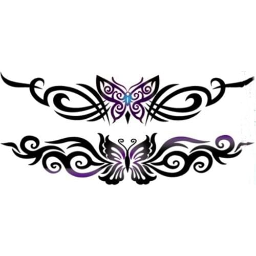2021 Butterfly Flower Girls Temporary Tattoo Black Design Waist Body Fake Tattoo Sticker Leg Belly Waterproof for Women